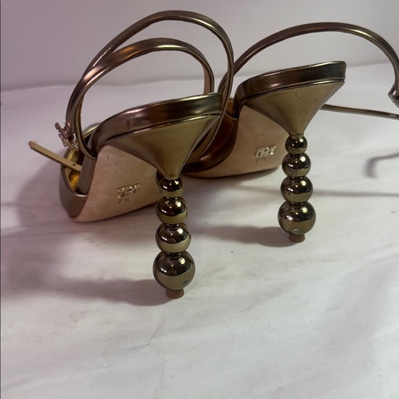 New Badgley Mischka Metallic Gold Heels sz 7.5 3.5” heel - Picture 4 of 7